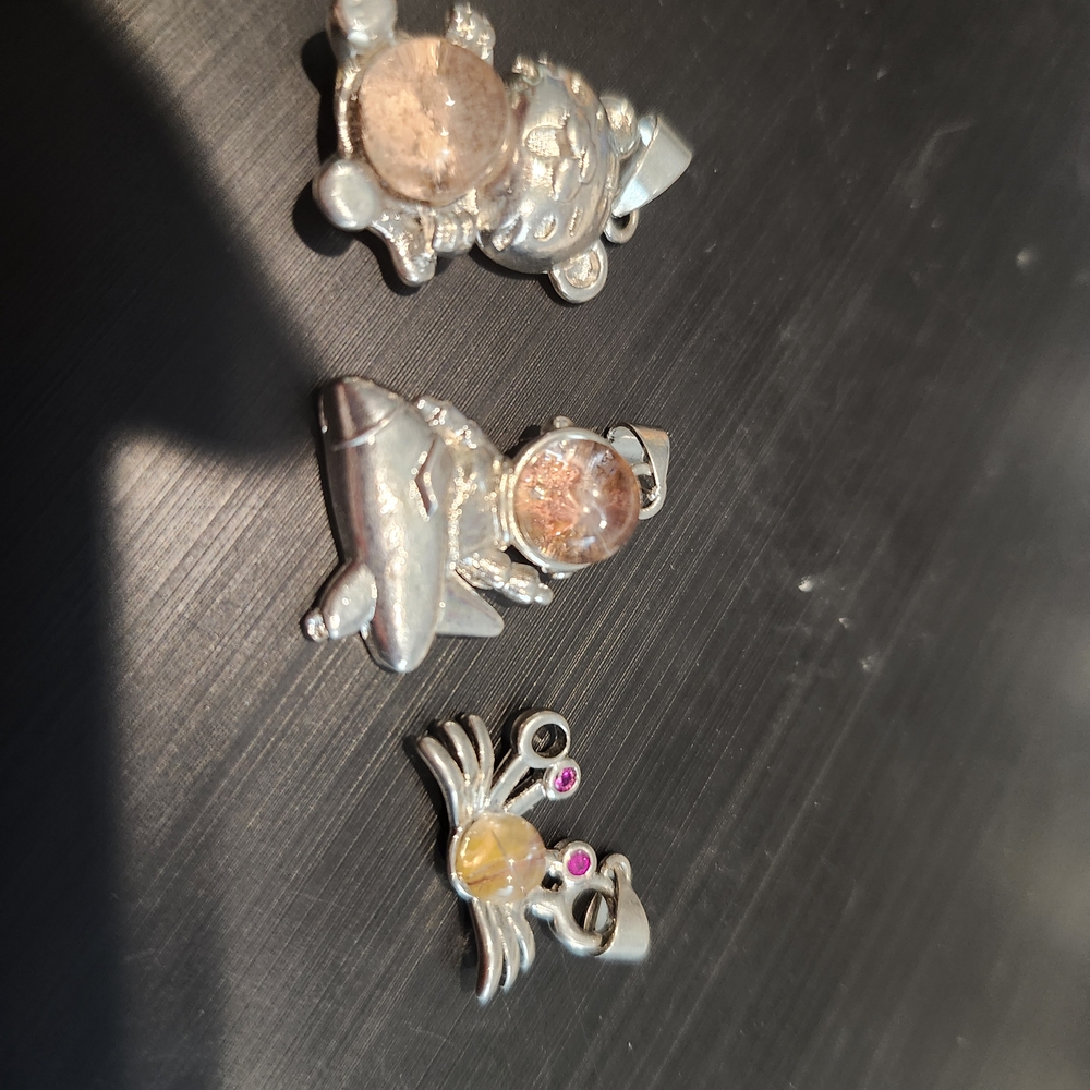 Silver Animal Charms with Gemstones